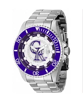 Invicta Men's 43462 Mlb Colorado Rockies Quartz Multifunction Purple, Silver, White Dial Watch