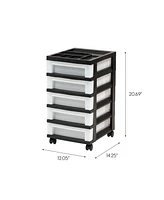 Iris 5-Drawer Storage Cart with Organizer Top