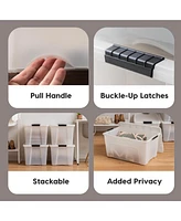 Iris 6 Pack 32qt Plastic Storage Bin with Lid and Secure Latching Buckles, Pearl