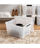 Iris Pack 40qt Plastic Storage Bin with Lid and Secure Latching Buckles