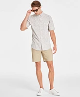 Alfani Men's Distressed Geometric Print Short-Sleeve Button-Down Shirt, Created for Macy's