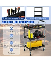Costway 3 Layer Utility Rolling Tool Cart with Lockable Universal Wheels Ergonomic Handle