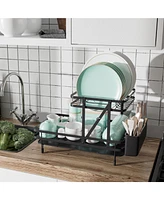 2-Tier Collapsible Dish Rack with Removable Drip Tray