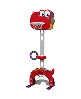 Qaba Kids Basketball Hoop, Adjustable Height 4.4-5 ft, 5 in 1 Design, Red