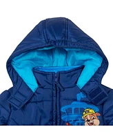 Paw Patrol Toddler Boys Rubble Marshall Chase Zip Up Puffer Jacket to