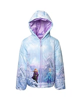 Frozen Little Girls Princess Anna Elsa Zip Up Winter Coat Puffer Jacket