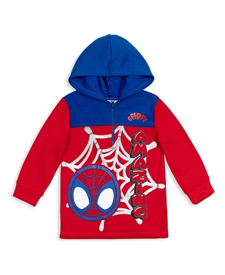 Marvel Little Boys Spidey and His Amazing Friends Ghost-Spider Miles Morales Spider-Man Fleece Half Zip Hoodie to