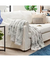Chanasya Premium Wolf Faux Fur Throw Blanket - Soft, Fuzzy Sherpa & Minky For Bed or Couch 50" x 65” Dark Rose