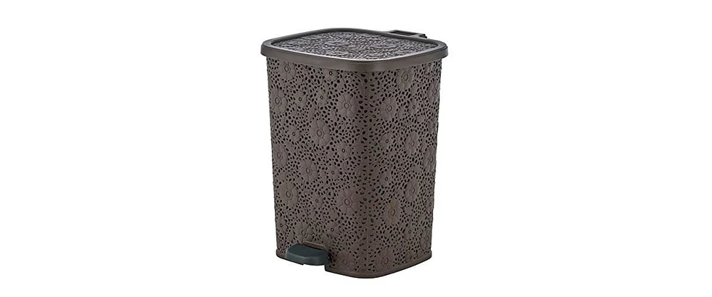 Superio Mini 1.5 Gallon Step On Trash Can with Lid Lace Design