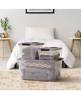 Iris Usa 72 Quart Stack & Pull Clear storage Box, Gray, 3 Pack