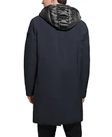 Guess Men's Colin Raincoat with Removable Nylon Hooded Inset