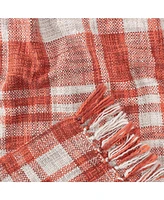 Chanasya Premium Farmhouse Pattern Plaid Throw Blanket Lightweight Knit Textured Woven Decorative Blanket for Couch Bed Living Room Blanket with Tasse