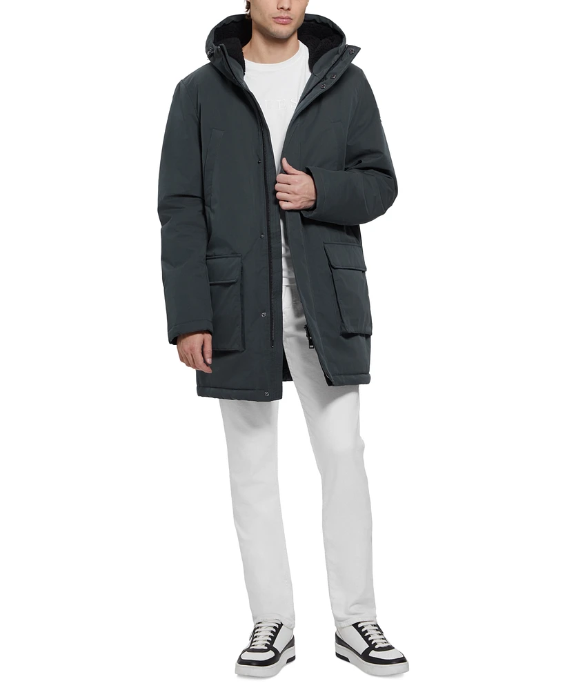 Guess Men's Lawrence Sherpa Lined Three Quarter Parka Coat