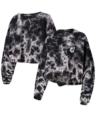 ZooZatz Women's Black Minnesota United Fc Oversized Cloud-Dye Long Sleeve T-Shirt