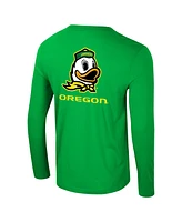 Colosseum Men's Green Oregon Ducks Logo Lockup 3-Hit Active Blend Long Sleeve T-Shirt