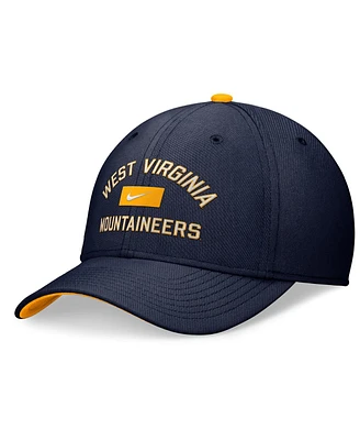 Nike Men's Navy West Virginia Mountaineers Primetime Rise Swoosh Flex Hat