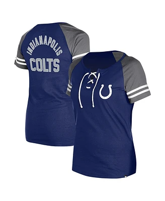 New Era Women's Royal Indianapolis Colts Lace-Up Raglan T-Shirt