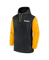 Nike Men's Black/Gold Pittsburgh Steelers 2024/25 Sideline Pre-Game Player 1/2-Zip Hoodie Jacket