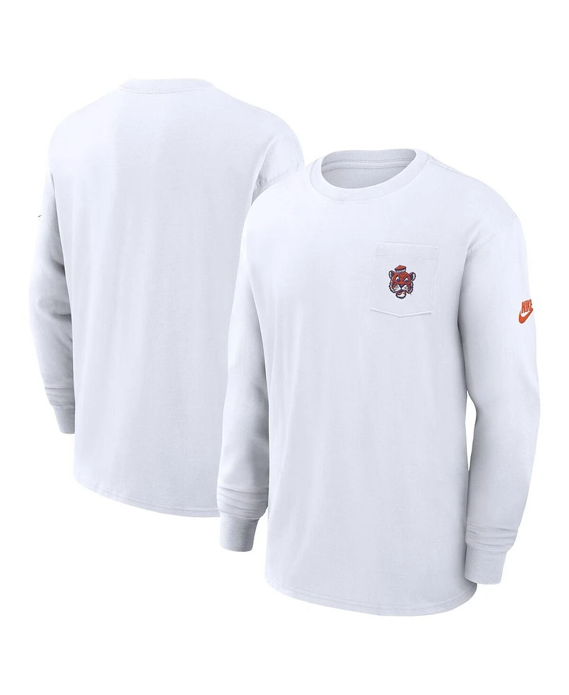 Nike Men's White Clemson Tigers Legacy Max90 Pocket Long Sleeve T-Shirt