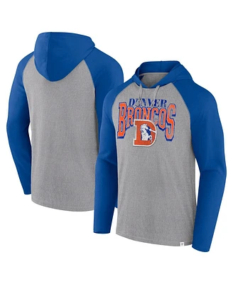 Fanatics Men's Gray/Royal Denver Broncos Under Center Long Sleeve Hoodie T-Shirt