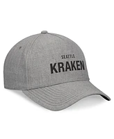 Fanatics Men's Heather Gray Seattle Kraken Elements A-Frame Leather Strapback Hat