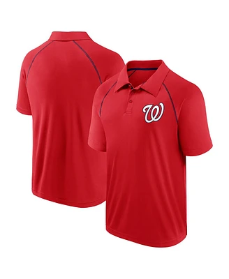 Fanatics Men's Red Washington Nationals Strong Alone Raglan Polo