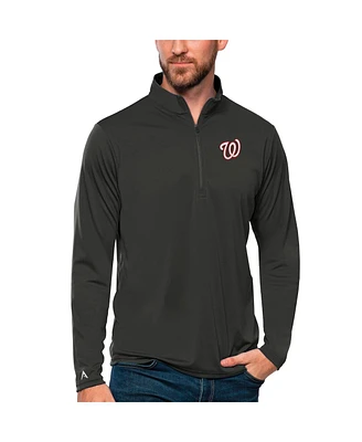 Antigua Men's Charcoal Washington Nationals Tribute Quarter-Zip Pullover Top