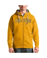 Antigua Men's Gold Pittsburgh Pirates Team Logo Victory Full-Zip Hoodie