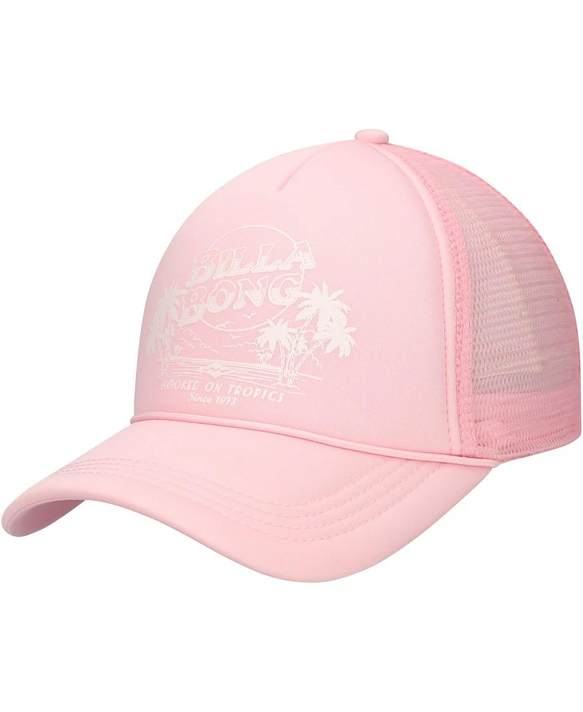 Billabong Women's Pink Across Waves Trucker Adjustable Hat