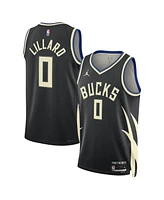 Jordan Men's Damian Lillard Black Milwaukee Bucks Swingman Player Jersey - Statement Edition