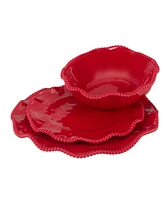 Certified International Perlette Red Melamine 12 Pc. Dinnerware Set, Service for 4