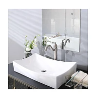 13-1/2" Single Handle Brushed Nickel Bathroom Vessel Sink Faucet Lavatory Swivel Spout