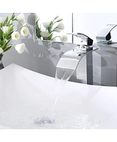 Yescom Aquaterior Waterfall Faucet Above Counter Sink Set Ceramic Bathroom Basin Hotel