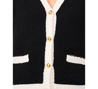 CeCe Women's Tipped Short-Sleeve Cardigan