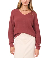 1.state Women's V-Neck Diagonal-Stitch Long-Sleeve Sweater