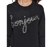 Karl Lagerfeld Paris Women's Embellished Graphic Sweater