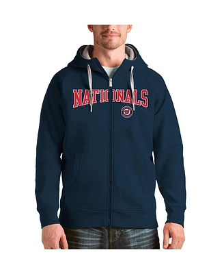 Antigua Men's Navy Washington Nationals Team Logo Victory Full-Zip Hoodie