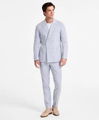 Calvin Klein Mens Slim Fit Double Breasted Linen Suit Separates