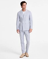 Calvin Klein Mens Slim Fit Double Breasted Linen Suit Separates