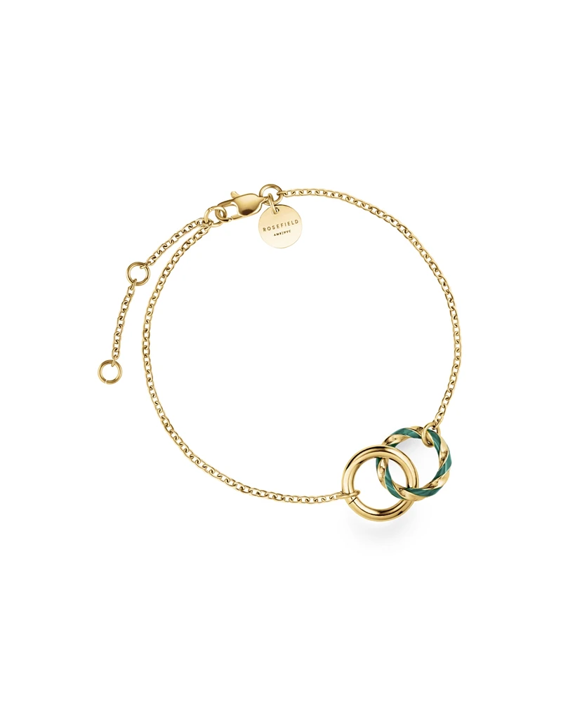 Rosefield Emerald Duo Bracelet In 14K Yellow Gold Plated Stainless Steel