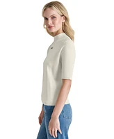 Dkny Jeans Women's Stud Logo Mock Neck Elbow-Sleeve Sweater