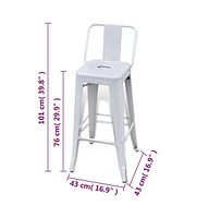 vidaXL Bar Stools 2 pcs White Steel