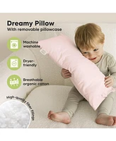 Buddy Toddler Pillow with Pillowcase, 10X18 Soft Organic Cotton Pillows for Sleeping, Kids