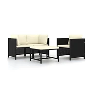 vidaXL Piece Patio Sofa Set with Cushions Black Poly Rattan