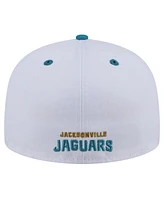 New Era Men's White/Teal Jacksonville Jaguars Throwback Logo Flipside Two-Tone 59FIFTY Fitted Hat