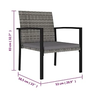 vidaXL Patio Dining Chairs 2 pcs Poly Rattan Gray