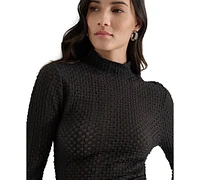 Dkny Jeans Women's Pebble Texture Long-Sleeve Mock Neck Top