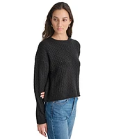 Dkny Jeans Women's Metallic Cable Knit Crewneck Sweater