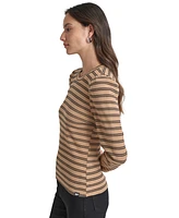 Dkny Jeans Women's Striped Long-Sleeve Crewneck Top