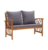 vidaXL Patio Bench with Cushions 46.9" Solid Acacia Wood